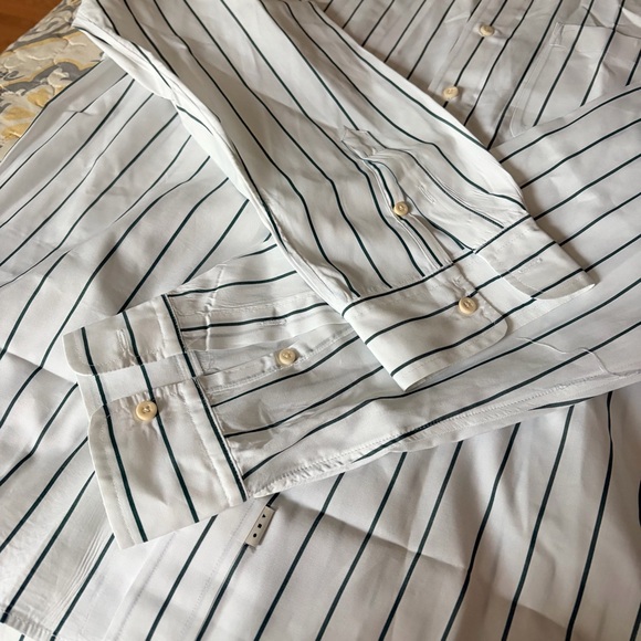 AYR Oversized White and Blue Button-Up Shirt navy pinstripe, XL - Picture 7 of 14